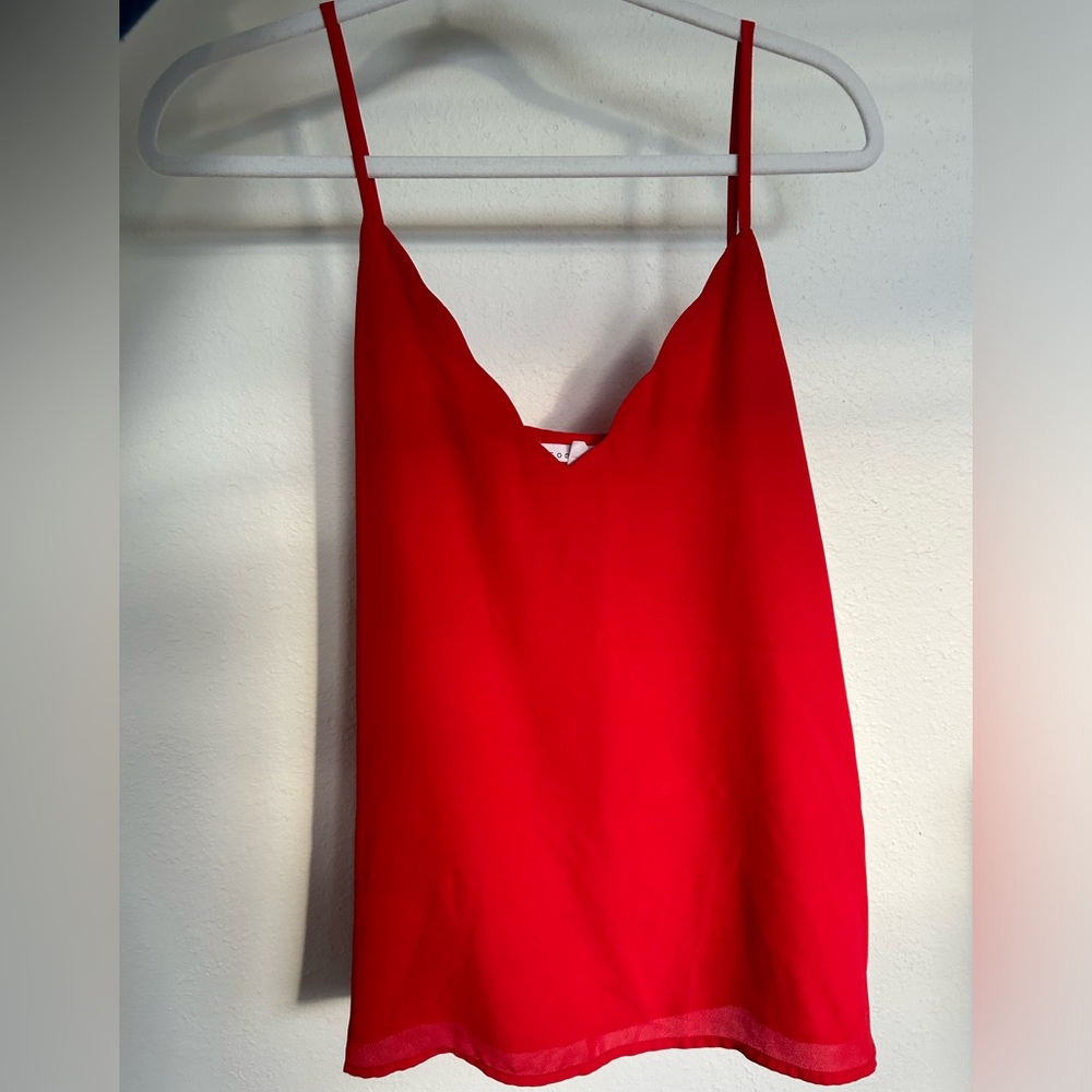 Socialite Red Scalloped Top